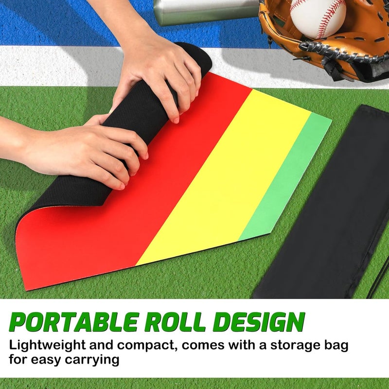 TRINKA Baseball & Softball Home Plate, 17 Inch Colored Portable Baseball Zone Training Home Plate with Carry Bag, Lightweight Non-Slip Rubber Mat Softball Bases Tool for Pitching and Hitting Practice - Image 4